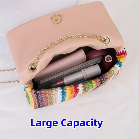 Versatile 7.9" Straw Crossbody Bag - Lightweight, Trendy, and Perfect for Summer - Picture 5 of 7